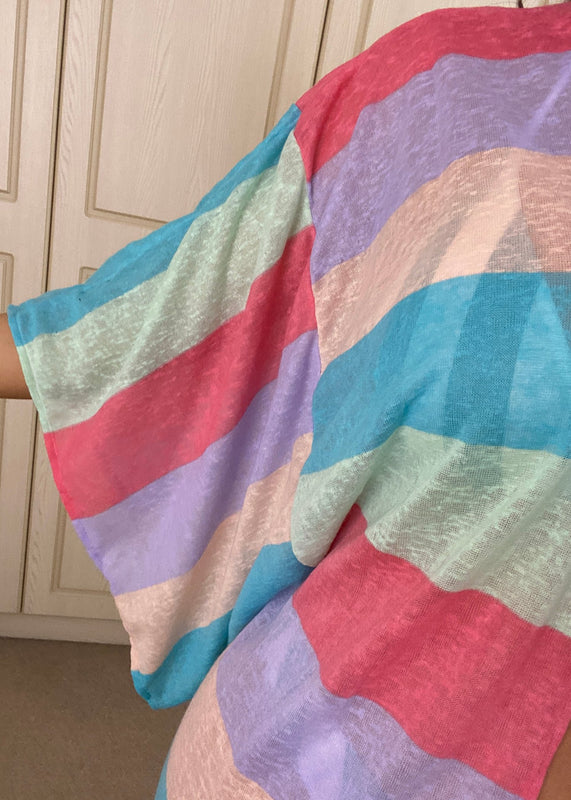 Oversize Kimono Cover Up in Pastel Rainbow