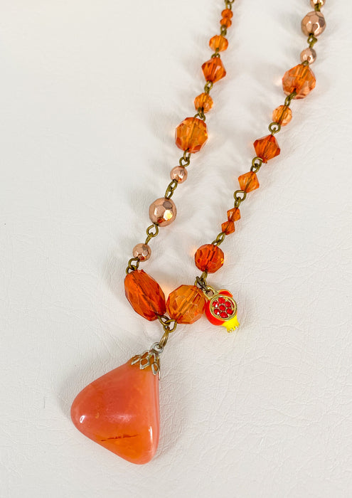 Terracotta Beaded Pomegranate Necklace