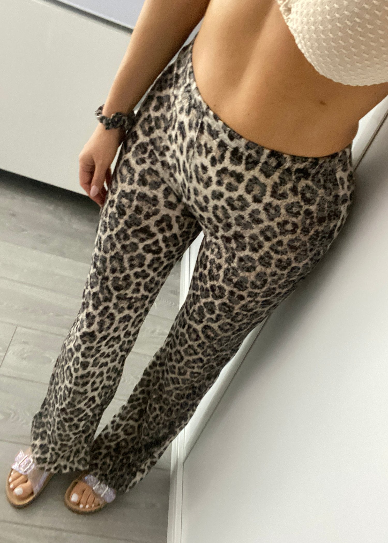 Leopard Slub Jersey Trousers