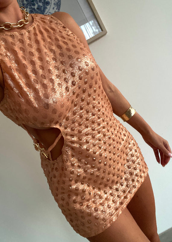 Mettalic Micro Mini Dress