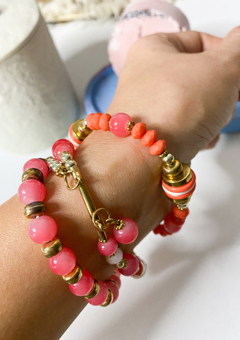 Coral Mix Beachy Stacking Bracelets