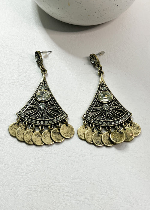 Pendientes estilo candelabro estilo boho de bronce