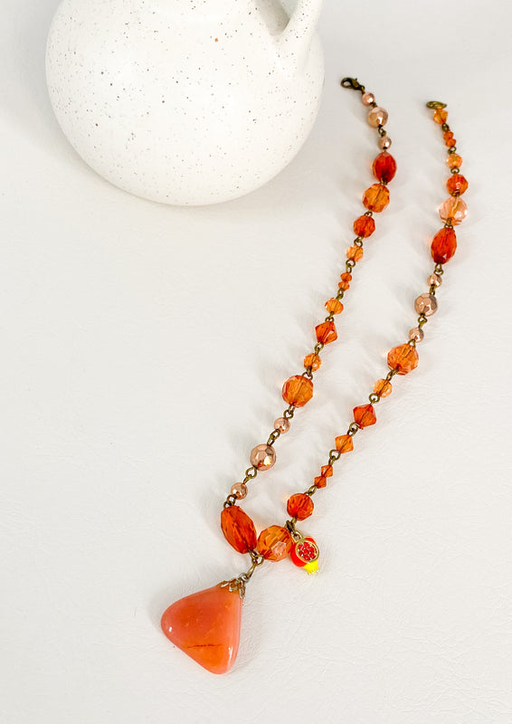 Terracotta Beaded Pomegranate Necklace