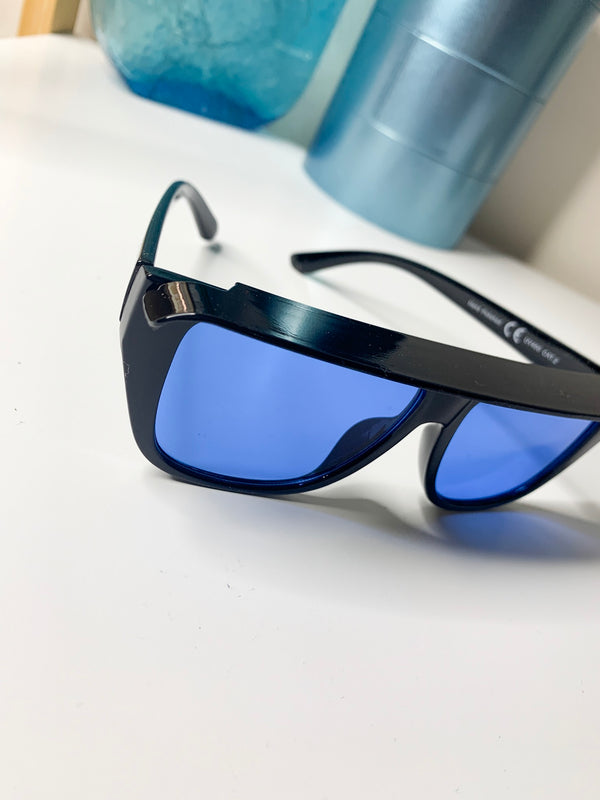 Oversize 80’s Visor Sunglasses Blue