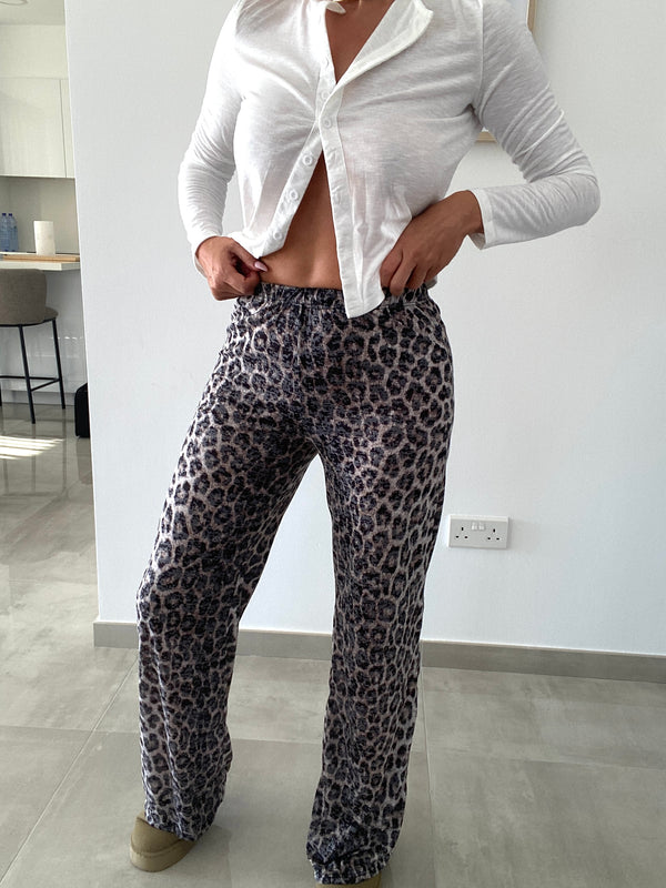 Leopard Straight Leg Jersey Trousers