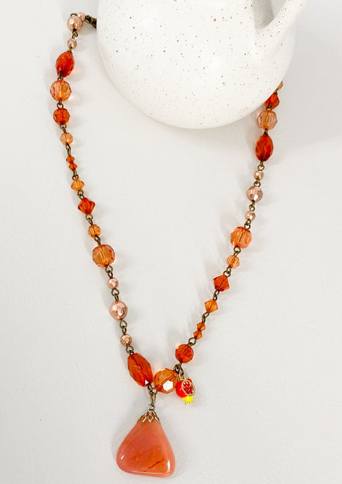 Terracotta Beaded Pomegranate Necklace