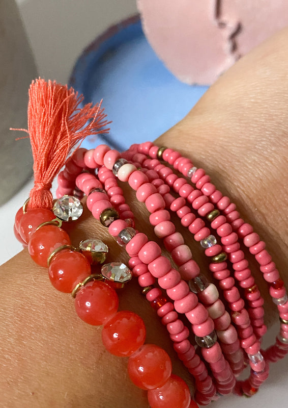 Peach Mix Beachy Stacking Bracelets