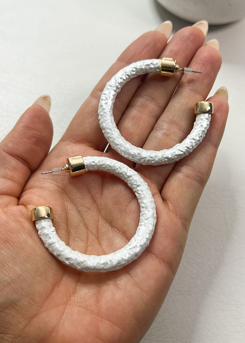 Textured Pearly Hoop Earrings