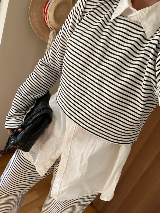 Black & White Stripe Loose Fit Trouser Co-Ord