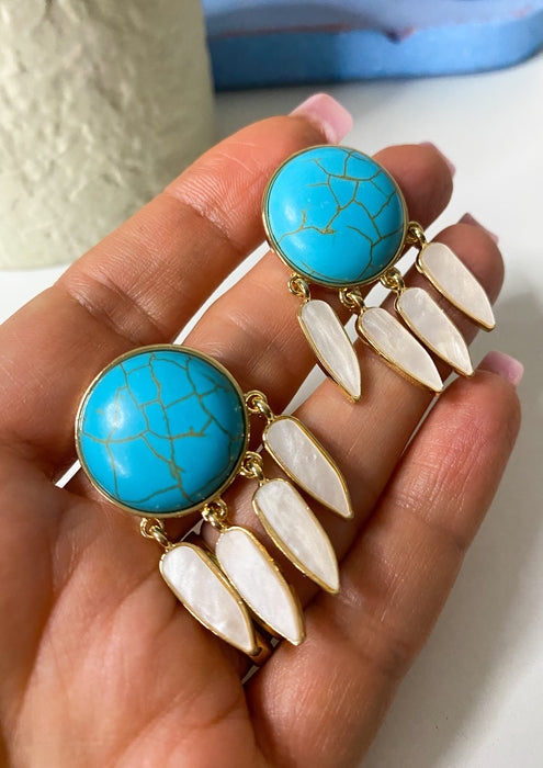 Boho Turquoise Shell Droplet Earrings