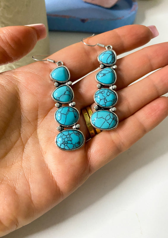 Turquoise Stone Drop Earrings