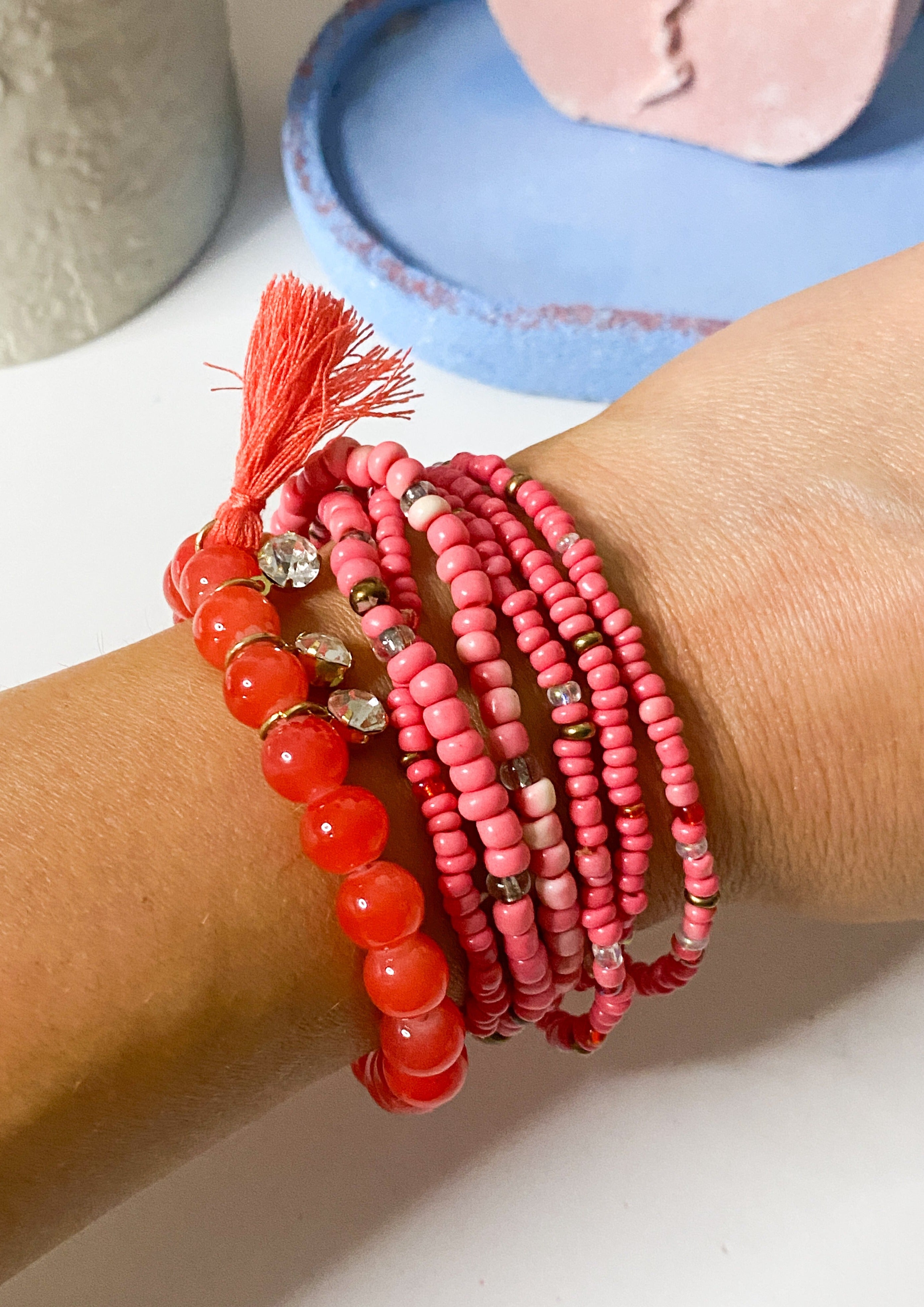 Peach Mix Beachy Stacking Bracelets