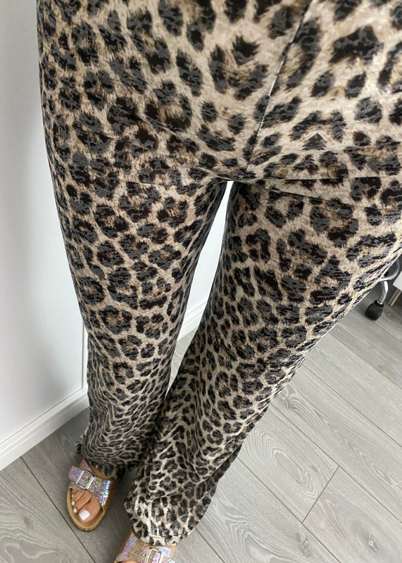 Leopard Slub Jersey Trousers