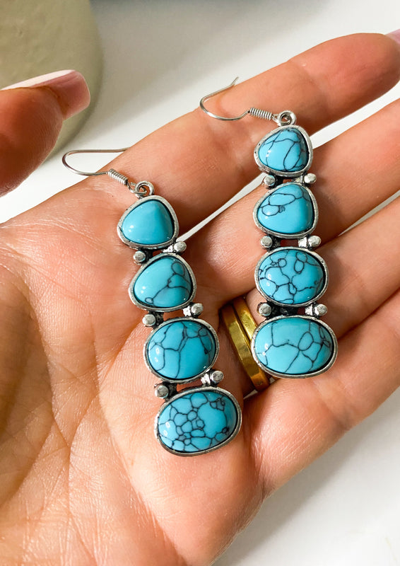 Turquoise Stone Drop Earrings