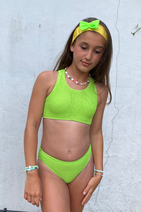 Racer Bikini in Lime Crinkle Age 3-6