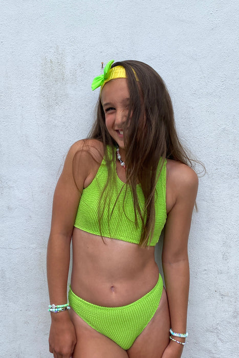 Racer Bikini in Lime Crinkle Age 3-6