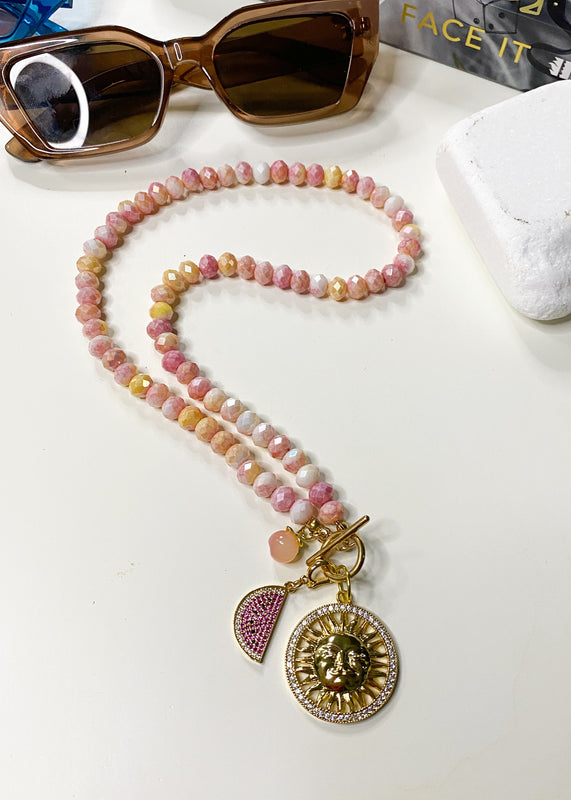 Pastel Pink Mix Charm Necklace