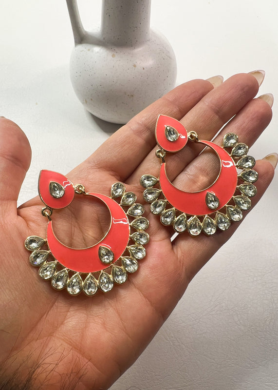 Pendientes bohemios de coral brillante