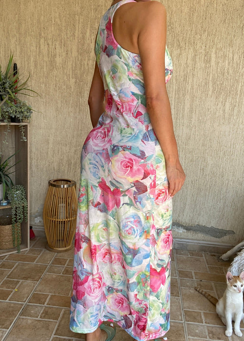 Crew Maxi Dress in Rose Blooms