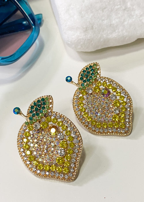 Rhinestone Lemon Earrings