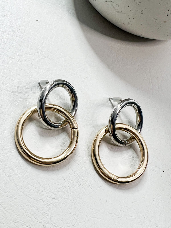 Mixed Metal Double Link Earrings