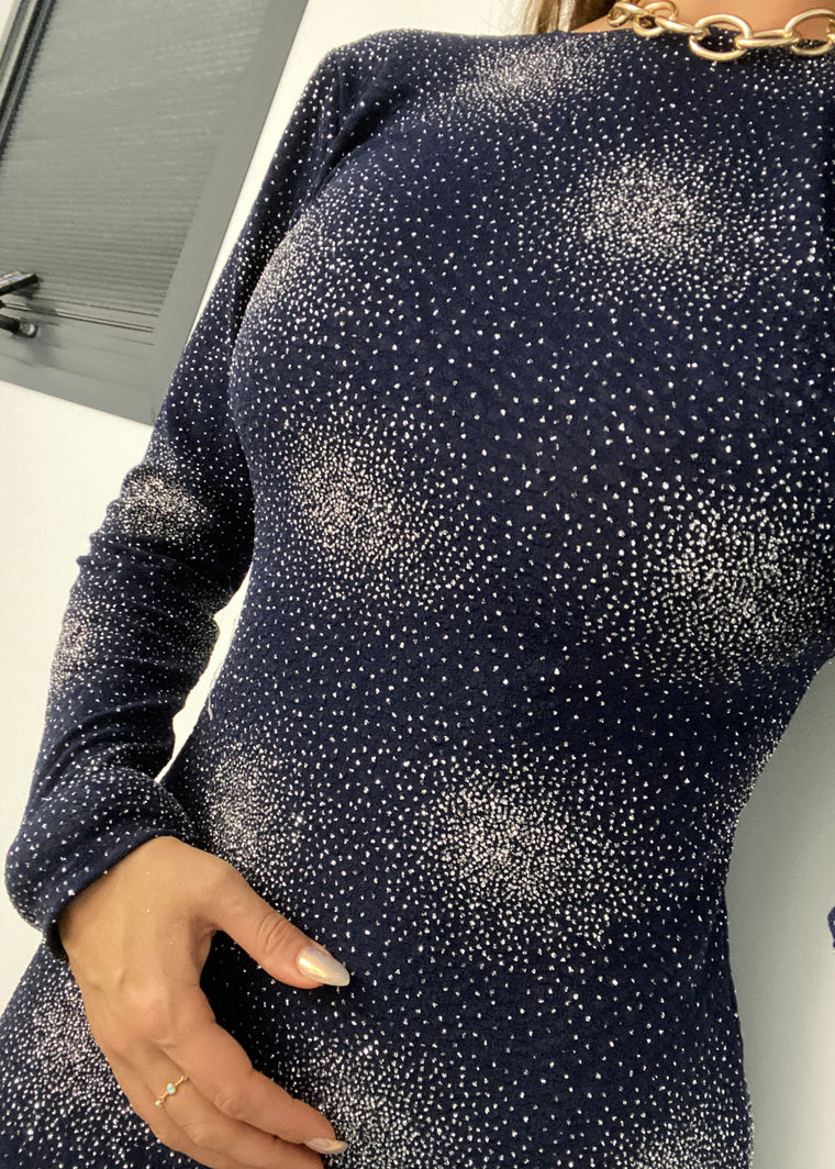 Long Sleeve Dress in Glitter Starburst