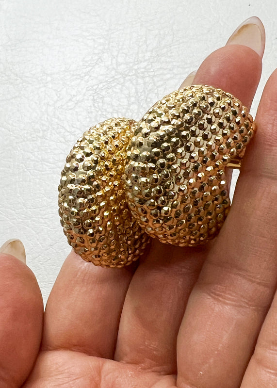 Round Domed Textured Gold Earrings