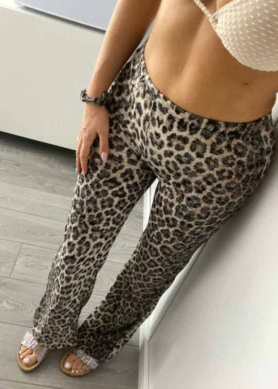 Leopard Slub Jersey Trousers