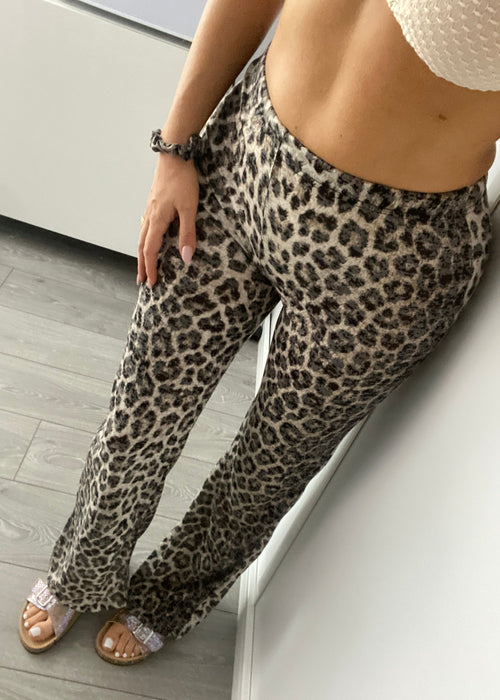 Leopard Slub Jersey Trousers