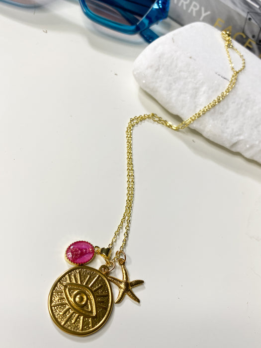 Gold Eye Medallion Necklace