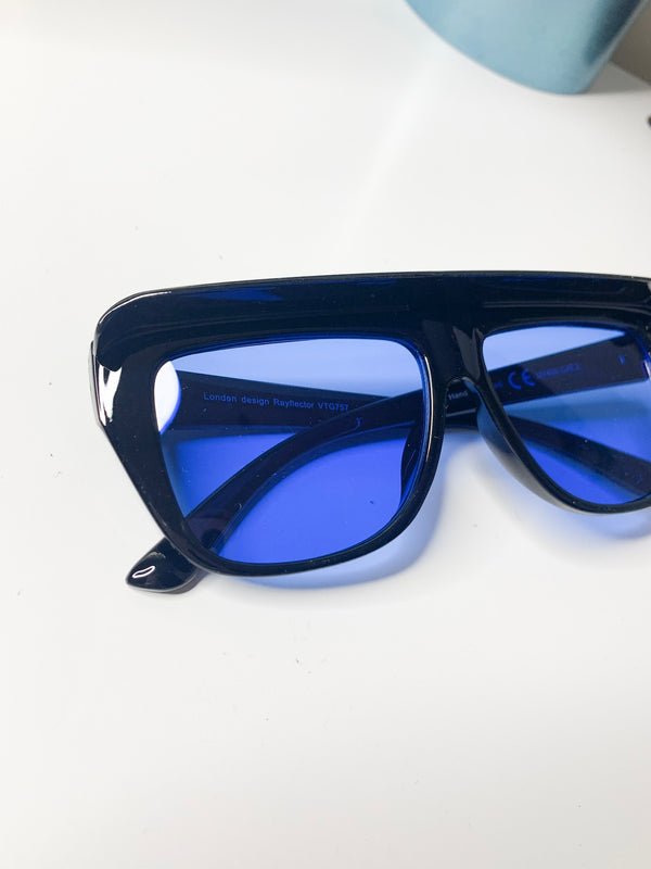 Oversize 80’s Visor Sunglasses Blue