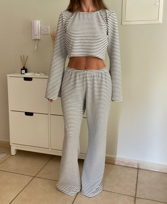 Black & White Stripe Loose Fit Trouser Co-Ord