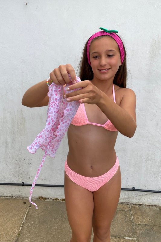 Triangle Bikini & Floral Sarong in Baby Pink Age 3-6