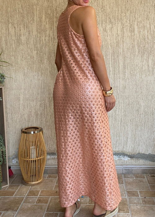 Metallic Cross Cut Out Maxi Dress