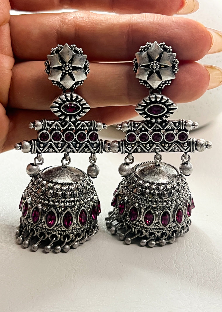 Pendientes bohemios de plata con diseño grueso