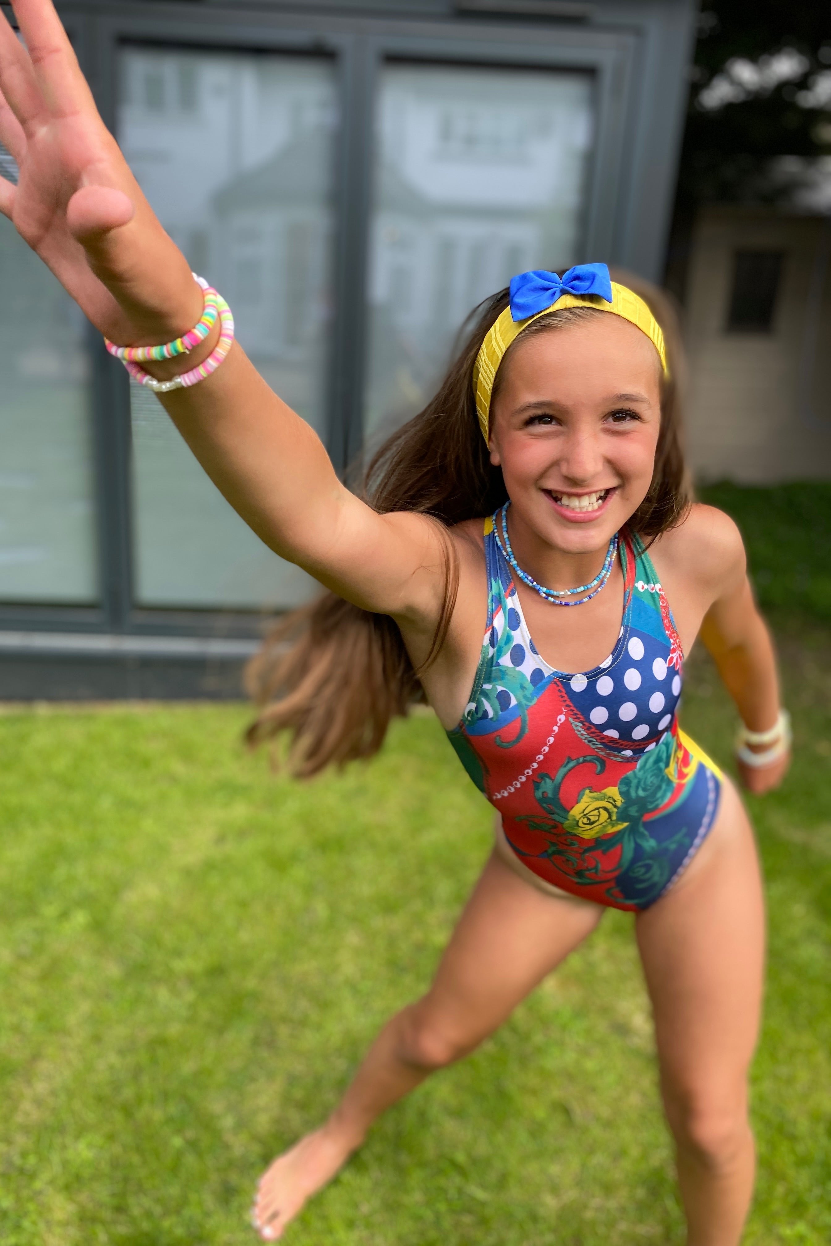 Retro Print Lycra Swimsuit Age 4-6