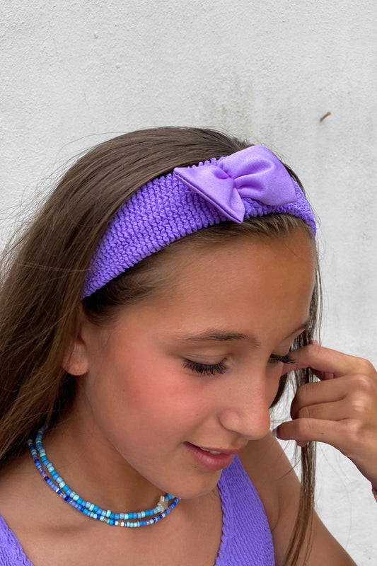 Crinkle Bow Headband Lilac