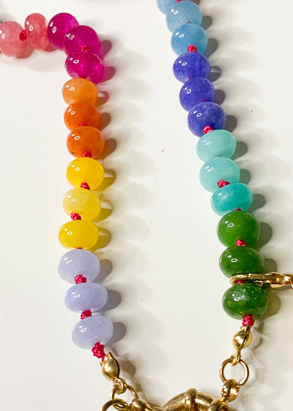 Rainbow Gemstone Necklace with Interchangeable Charms