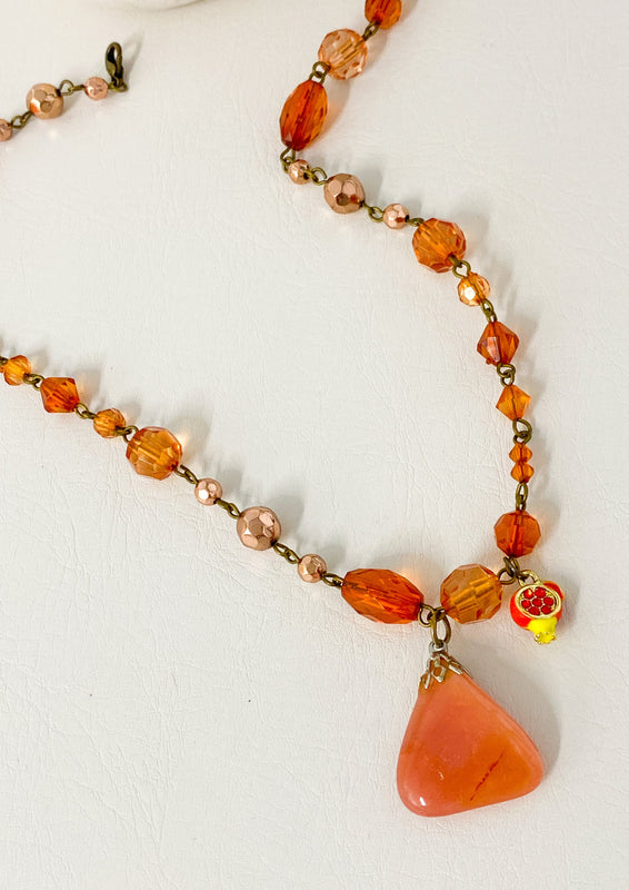 Terracotta Beaded Pomegranate Necklace