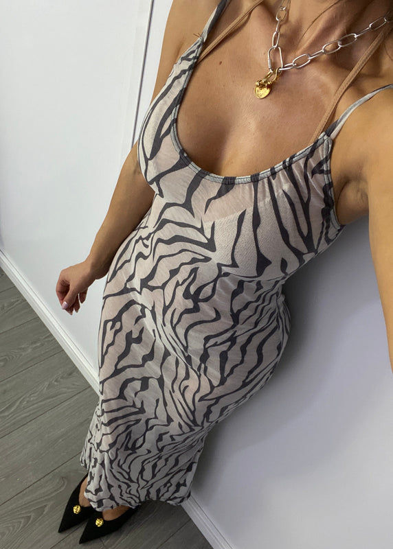 Cami Fishtail Maxi Dress in Zebra