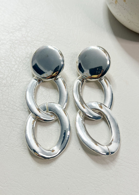 Chunky Silver Curb Chain Earrings