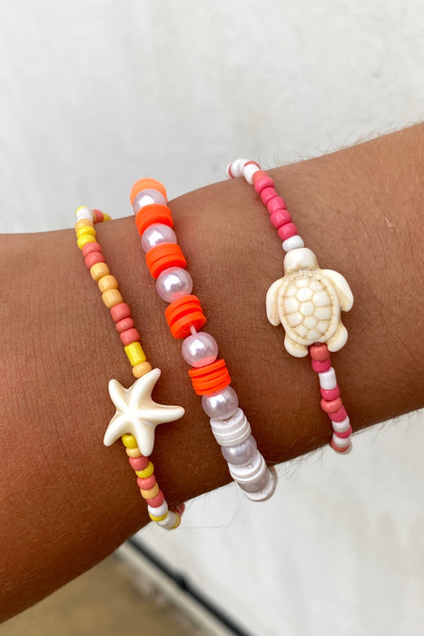 Aquatic Orange Mix Beaded Bracelets