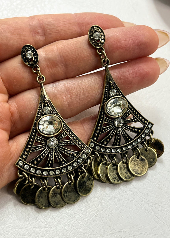 Pendientes estilo candelabro estilo boho de bronce