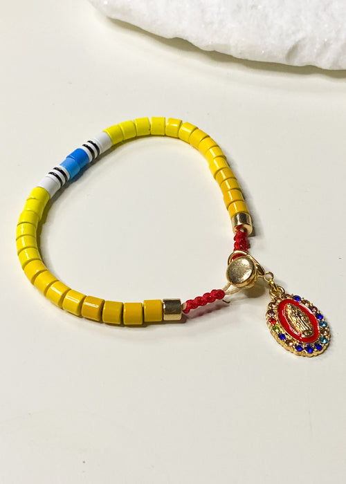 Yellow Enamel Beaded Detachable Charm Bracelet