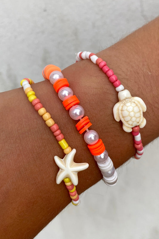 Aquatic Orange Mix Beaded Bracelets