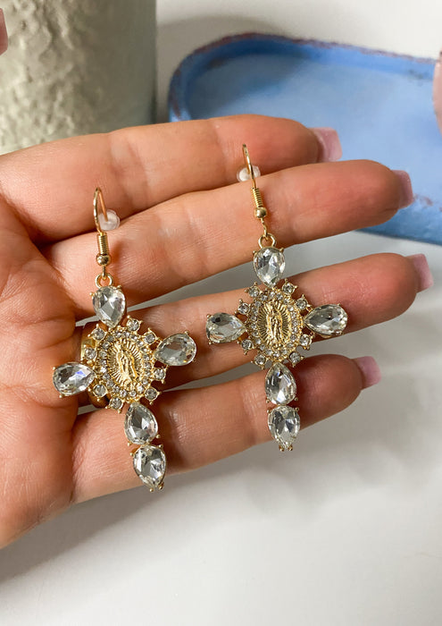 Jewel Icon Cross Earrings