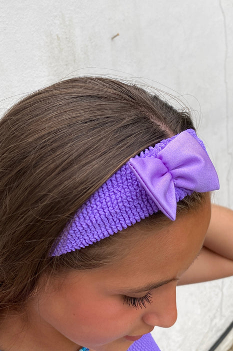 Crinkle Bow Headband Lilac