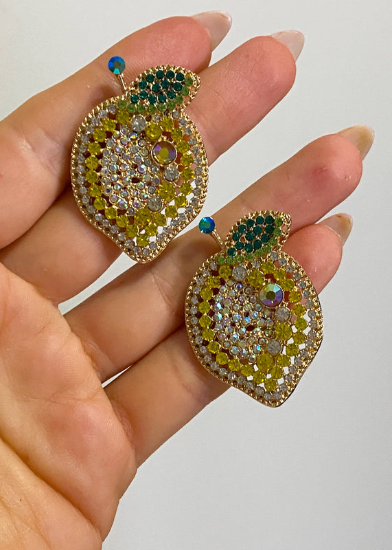 Rhinestone Lemon Earrings