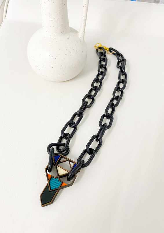 Art Deco Chunky Resin Necklace