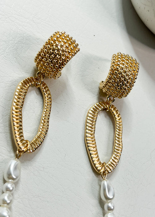 Long Pearly Drop Earrings